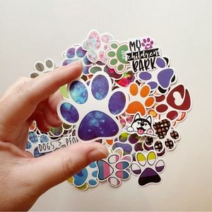 Set of 5 Paw Print themed stickers